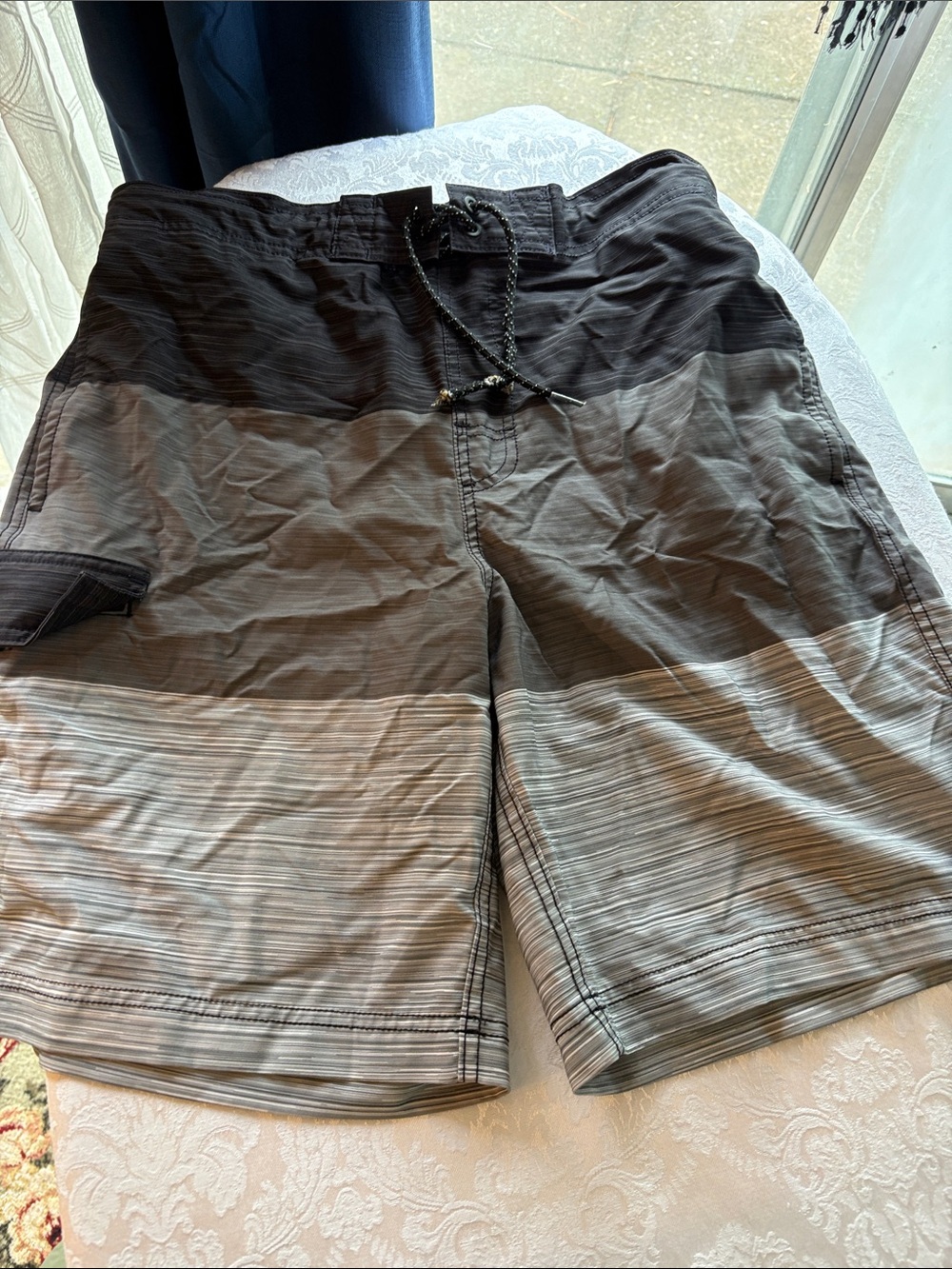 George Men's Ombre Black and Gray Swim Trunks